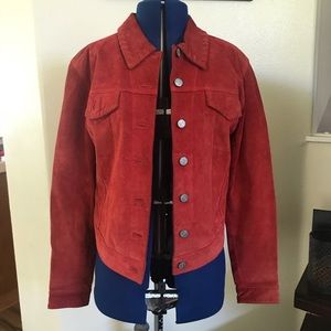 Red suede leather jacket.
